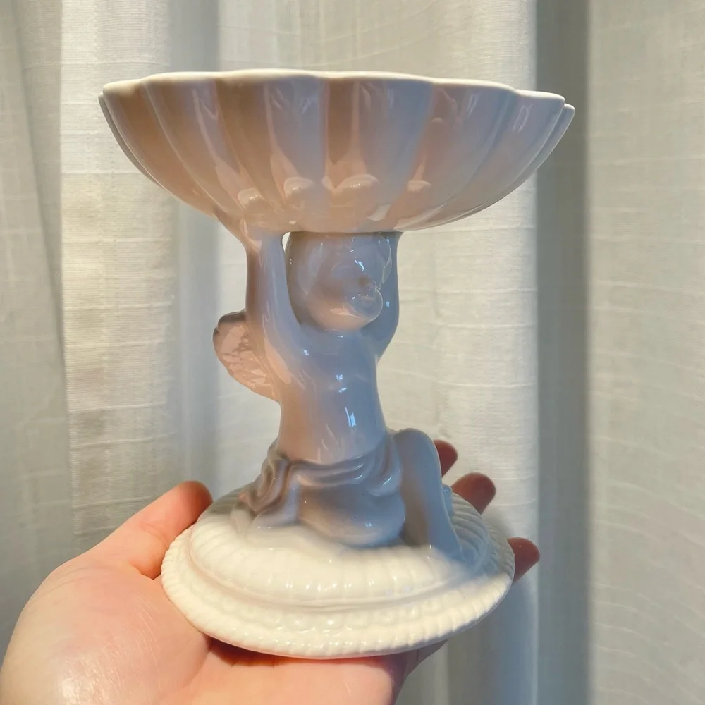 VTG Avon Cherub Soap Dish Holder Ivory White Etherial Bathroom Decor Jewelry